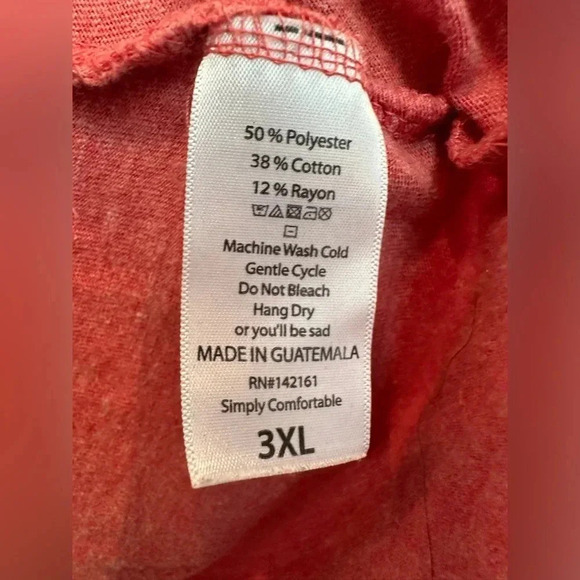 LuLaRoe Vintage Randy Baseball Tee 3/4 Sleeves Heathered Red Grey Bows Size 3X - Picture 8 of 10